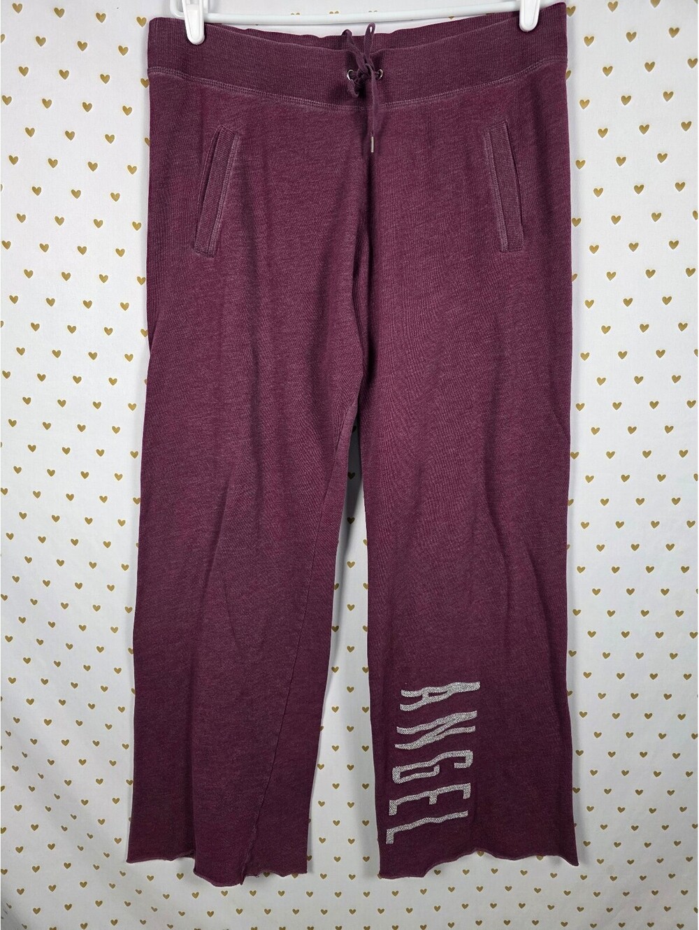 Victorias Secret Angels Bling Thread Maroon Flare Sweats Sweatpants Large